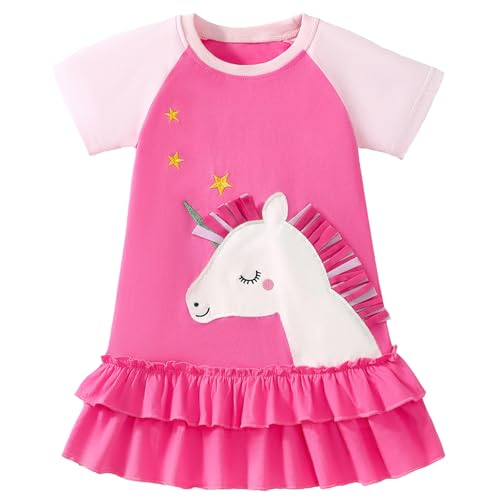 Gumyoss Mädchen Kleider Einhorn Ostern Geschenke Kleid Kleider für Mädchen Sommer Party Baumwolle Kleid 110,Einhorn/Rosa Gumyoss Mädchen Kleider Einhorn Ostern Geschenke Kleid Kleider für Mädchen Sommer Party Baumwolle Kleid 110,Einhorn/Rosa von Gumyoss