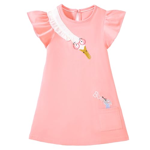 Gumyoss Mädchen Kleider Ente Ostern Geschenke Kleid Kleider für Mädchen Sommer Party Baumwolle Kleid 92,Ente/Rosa von Gumyoss