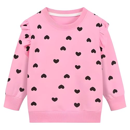Gumyoss Sweatshirt Mädchen Pullover für Kinder Mädchen Baumwolle Sweater Kleinkind Mädchen Langarm Tops Alter 2-8 Jahre, 104, Herz Rosa von Gumyoss