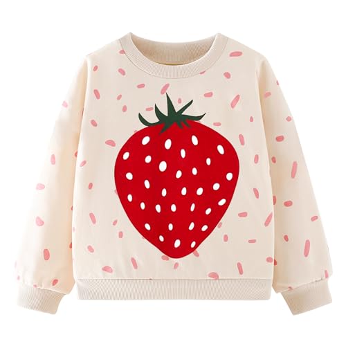 Gumyoss Sweatshirt Mädchen Pullover für Kinder Mädchen Baumwolle Sweater Kleinkind Mädchen Langarm Tops Alter 2-8 Jahre, 92, Erdbeere von Gumyoss