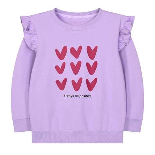 Gumyoss Sweatshirt für Mädchen Pullover Kinder Baumwolle Sweater Kleinkind Langarm Tops Alter 2-9 Jahre, 128, Herz Lila von Gumyoss