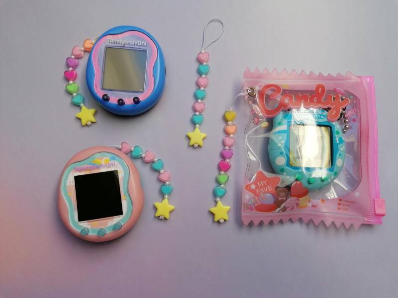 1x Anhängerkette, Bunte Herzchen Mit Stern, Schlaufe von GunRie