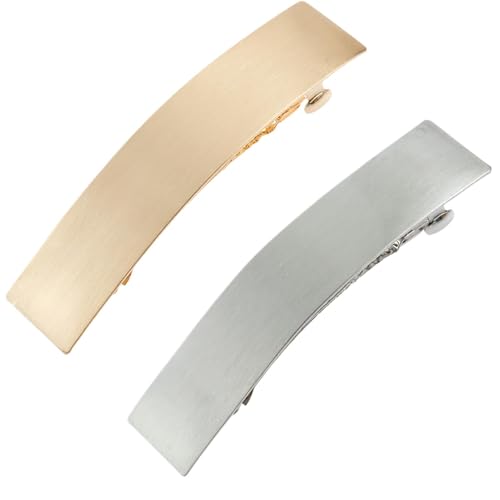 French Hair Clip, Retro Barrettes, Large Rectangular Metal, Gold &Silver Design, Spring Closure, Elegant Accessory for Formal Events, Women Girls Styling von Gungtj