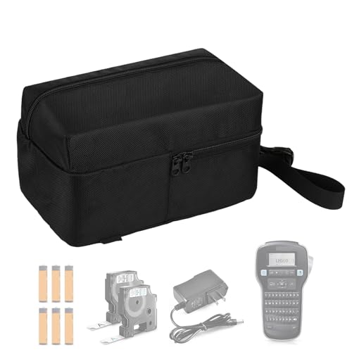 Gungtj Label Maker Aufbewahrungstasche, staubdichtes Nylon, verstellbarer Griff, Verpackungsbedarf, (1 Stück, schwarz), perfekt für Geschäftsreisen und Reisen, Container und Arbeitszimmer, Schwarz , von Gungtj