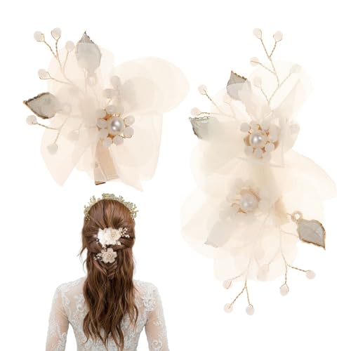 Gungtj Perlen Haarklammern Für Damen 2 Stück,Perlen Haaraccessoires Für Mädchen | Vintage Brautjungfer Hochzeit Festliche Damen Haarschmuck von Gungtj
