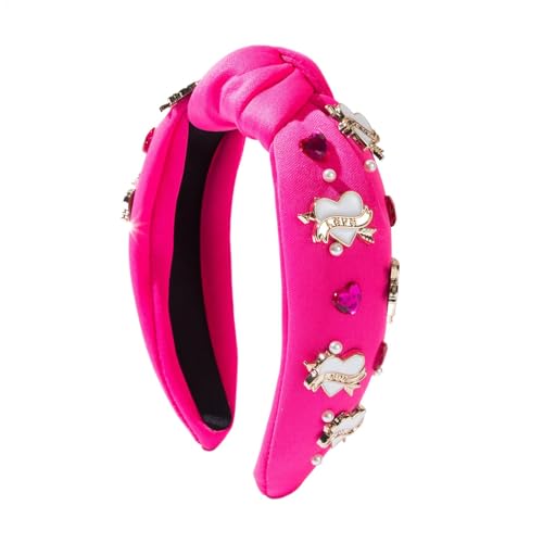 Valentine Strass Stirnband Geknotet Mode Haarband Breit Top Haarband Haarschmuck für Partner Valentinstag Haarband Strass Haarschmuck Mode Haarband für Frauen von Gungtj