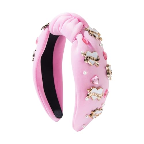 Valentine Strass Stirnband Geknotet Mode Haarband Breit Top Haarband Haarschmuck für Partner Valentinstag Haarband Strass Haarschmuck Mode Haarband für Frauen von Gungtj