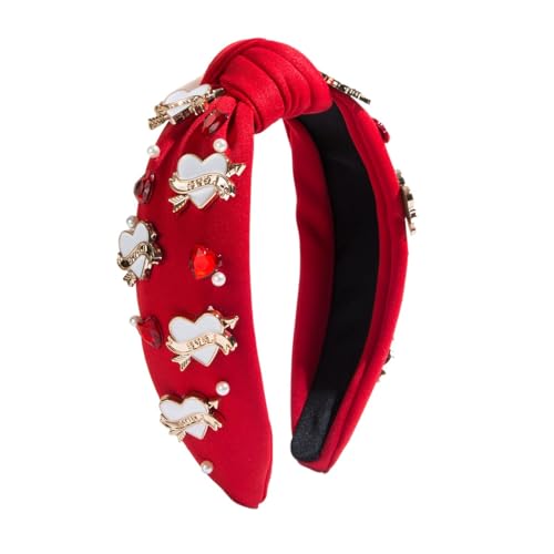 Valentine Strass Stirnband Geknotet Mode Haarband Breit Top Haarband Haarschmuck für Partner Valentinstag Haarband Strass Haarschmuck Mode Haarband für Frauen von Gungtj