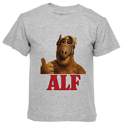 Alf Retro Thumb Up Grau T-Shirt Kinder Jungen Mädchen Kurzarm Rundem Hals Grey Kids Boys Girls M von Gunmant