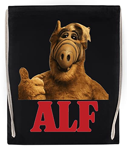 Alf Retro Thumb Up Schwarz Sport Reise Sporttasche Langlebig Umweltfreundlich Drawstring Gym Bag von Gunmant