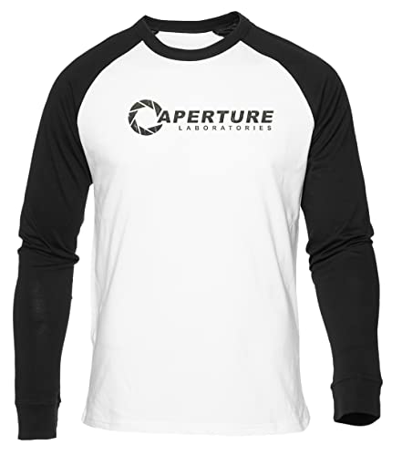 Aperture Laboratories Game Portal Retro Weißes Baseball T-Shirt Herren Damen Unisex Langarm Rundem Hals White Mens Womens XXL von Gunmant