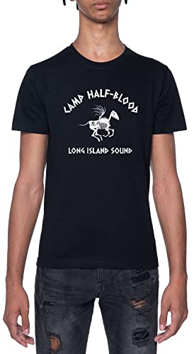 Camp Half-Blood Pegasus Skull Schwarz T-Shirt Herren Mit Kurzen Ärmeln Und Rundem Hals Black Mens S von Gunmant