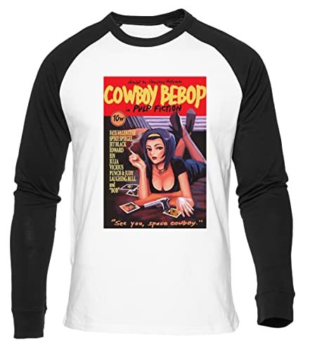 Cowboy Bebop See You Space Poster Weißes Baseball T-Shirt Herren Damen Unisex Langarm Rundem Hals White Mens Womens L von Gunmant