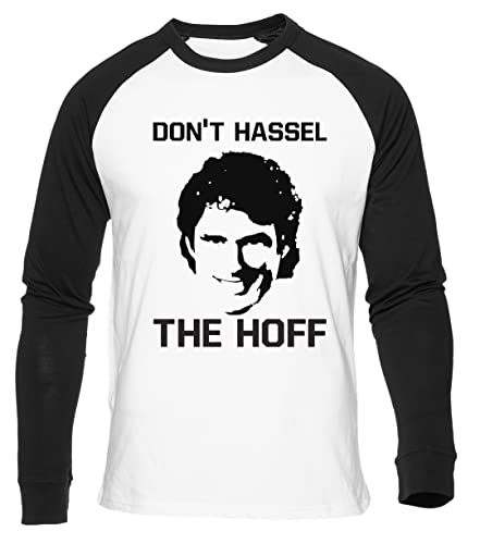 Dont' Hassel The Hoff Weißes Baseball T-Shirt Herren Damen Unisex Langarm Rundem Hals White Mens Womens L von Gunmant