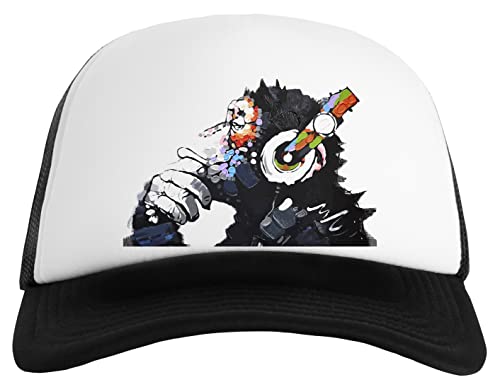 Gunmant Banksy Funky AFFE Mit Kopfhörer Herren Damen Baseball Classic Kappe Unisex Erstellbarer Snapback Mens Womens Cap von Gunmant