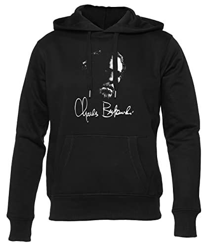 Gunmant Charles Bukowski Silhouette Schwarz Kapuzenpullover Herren Damen Unisex Langarm Ärmel Black Hoodie Mens Womens L von Gunmant