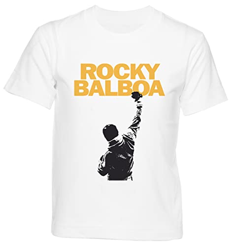 Rocky Balboa Raised Hand Weißes T-Shirt Kinder Jungen Mädchen Kurzarm Rundem Hals White Kids Boys Girls M von Gunmant
