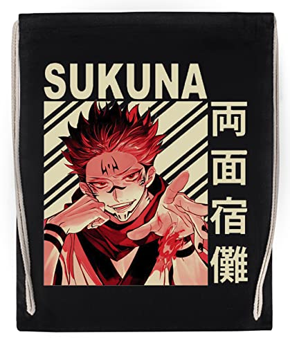 Sukuna Jujutsu Schwarz Sport Reise Sporttasche Langlebig Umweltfreundlich Drawstring Gym Bag von Gunmant