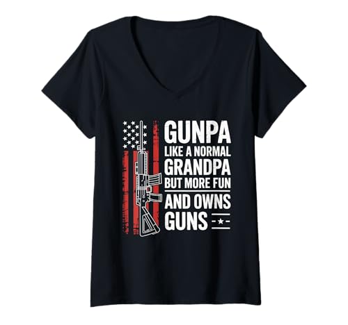 Damen Gunpa Like A Normal Grandpa But More Fun and Owns Guns Opa T-Shirt mit V-Ausschnitt Damen Gunpa Like A Normal Grandpa But More Fun and Owns Guns Opa T-Shirt mit V-Ausschnitt von Gunpa Like A Normal Grandpa But More Fun