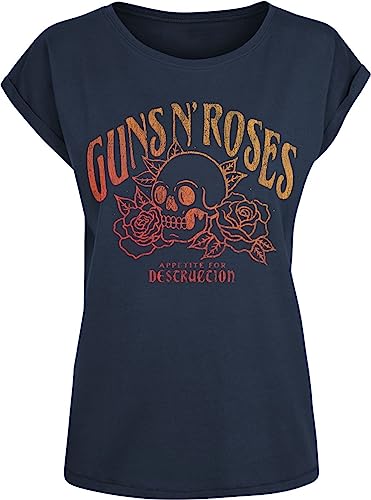 Guns N' Roses Appetite for Destruction Skull Frauen T-Shirt Navy L 100% Baumwolle Band-Merch, Bands von Guns N' Roses
