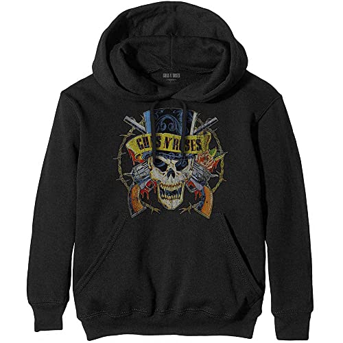 Guns N' Roses Herren Top Hat Kapuzenpullover, Schwarz (Black Black), Large von Guns N' Roses