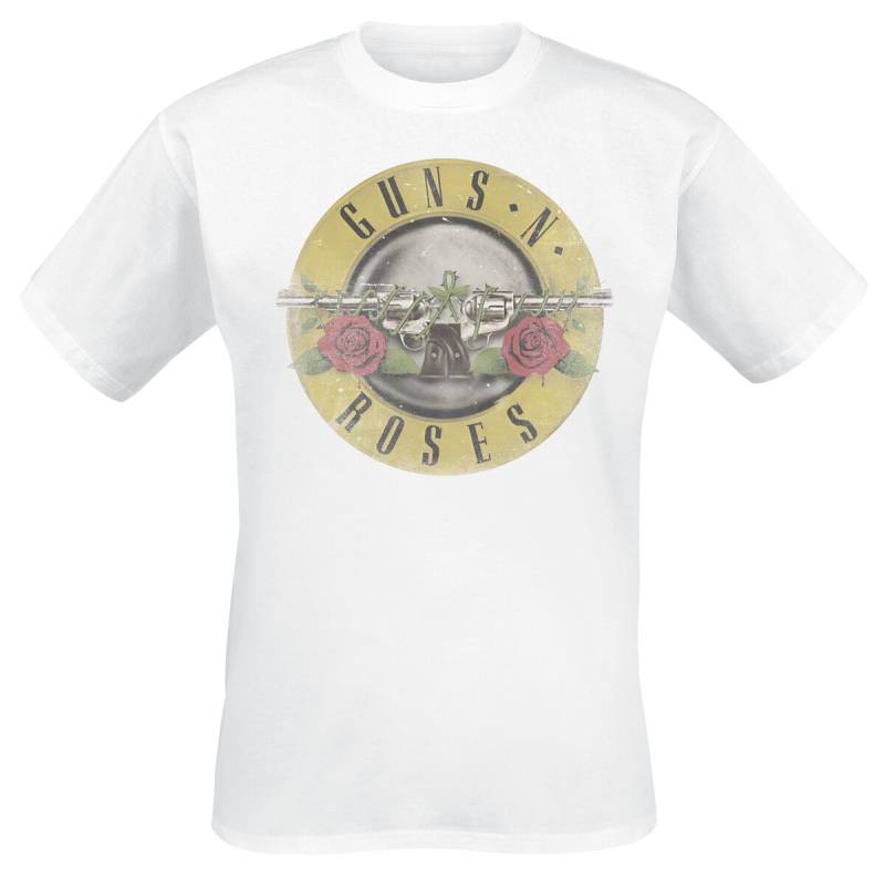 Guns N' Roses T-Shirt - Distressed Bullet - S bis 3XL - für Männer - Größe M - weiß  - Lizenziertes Merchandise! von Guns N' Roses