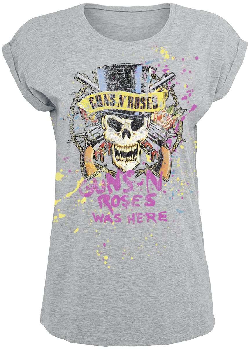 Guns N' Roses T-Shirt - Top Hat Splatter - S bis 5XL - für Damen - Größe 3XL - grau meliert  - Lizenziertes Merchandise! von Guns N' Roses