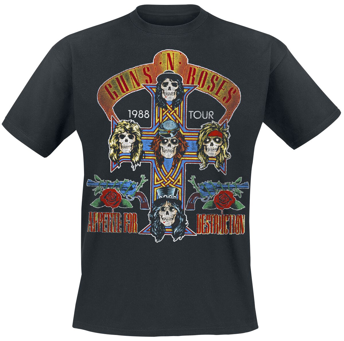 Guns N' Roses T-Shirt - Tour 1988 - XXL bis 5XL - für Männer - Größe 4XL - schwarz  - Lizenziertes Merchandise! von Guns N' Roses