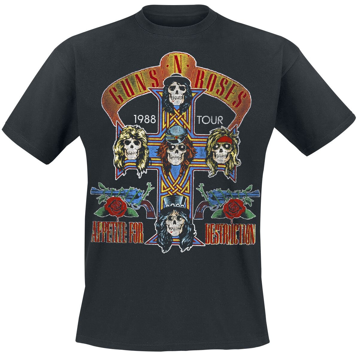 Guns N' Roses T-Shirt - Tour 1988 - S bis 5XL - für Männer - Größe M - schwarz  - Lizenziertes Merchandise! von Guns N' Roses