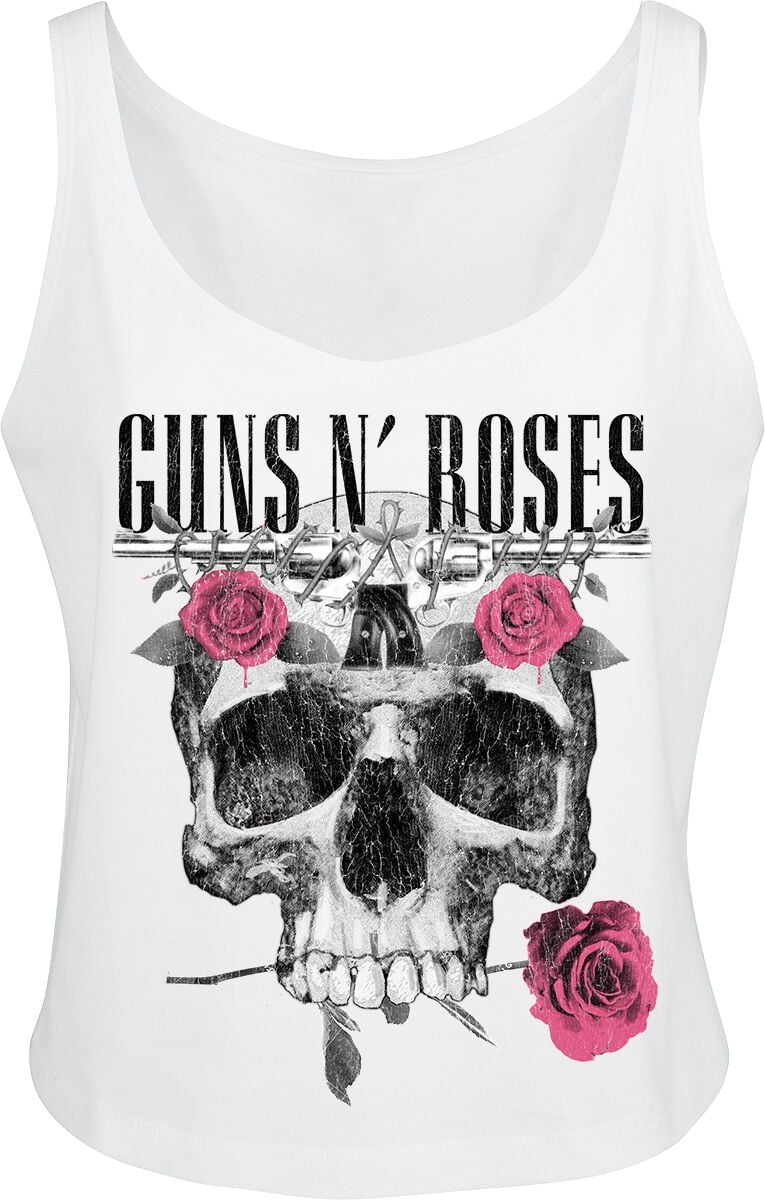 Guns N' Roses Top - Flower Skull - M bis XL - für Damen - Größe M - weiß  - Lizenziertes Merchandise! von Guns N' Roses