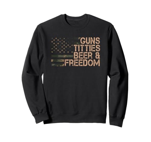 Guns Titties Beer & Freedom – lustige USA-Flagge für Herren Sweatshirt von Guns Titties Beer And Freedom USA Apparel