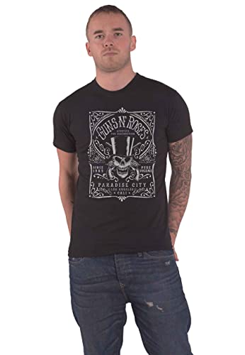 Guns & Roses Herren Guns N' Roses Bourbon Label T-Shirt, Schwarz, L von Guns N' Roses