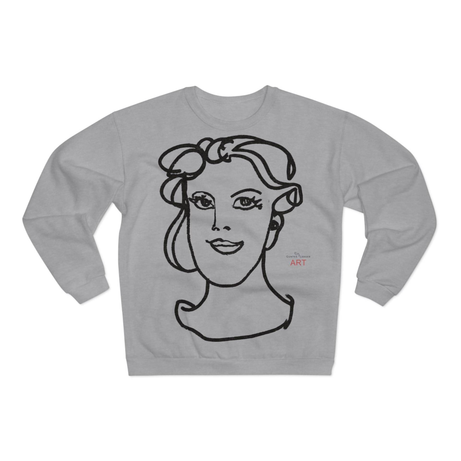 Unisex Crew Neck Sweatshirt | Eu - Gersicht Line Art Unique Motiv Front "Gia" & Rückseite Unisex Crew Neck Sweatshirt | Eu - Gersicht Line Art Unique Motiv Front "Gia" & Rückseite von GunterLanger