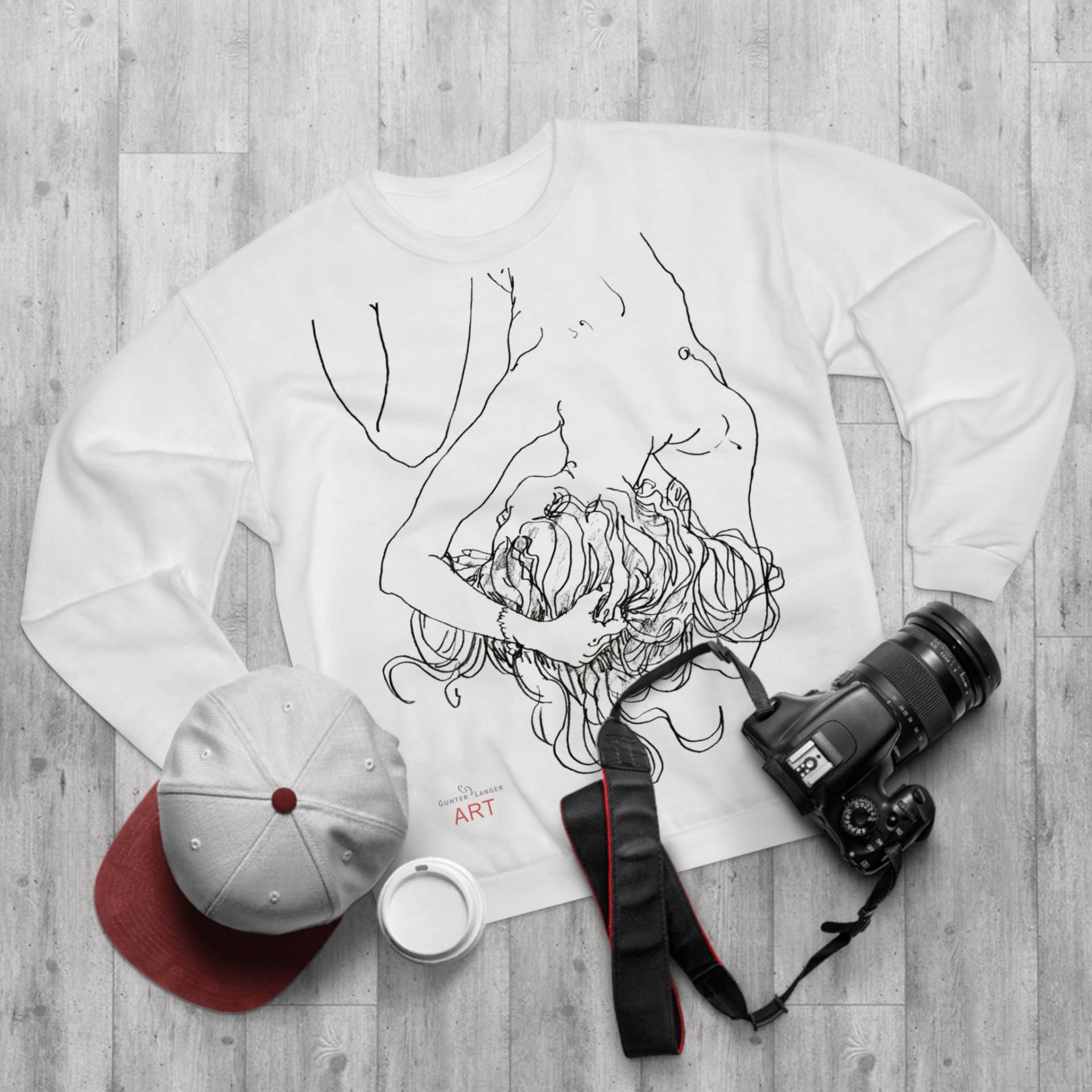 Unisex Crew Neck Sweatshirt | Eu - Line Art Unique Akt Motiv Frontseite "Alisha" Unisex Crew Neck Sweatshirt | Eu - Line Art Unique Akt Motiv Frontseite "Alisha" von GunterLanger