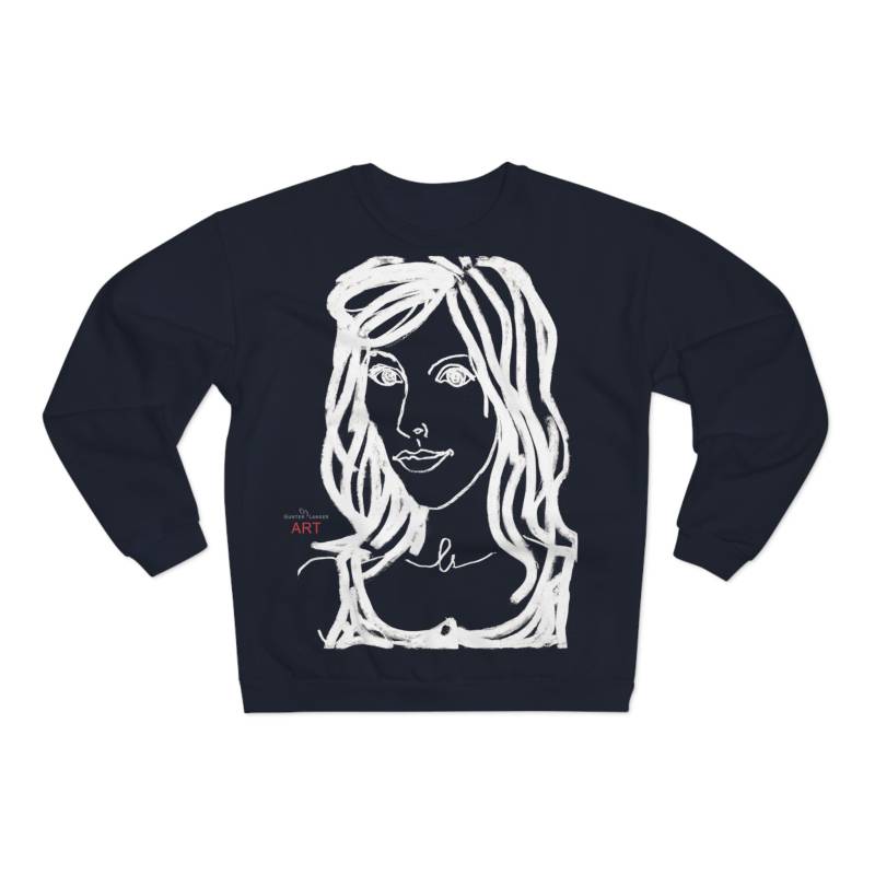 Unisex Crew Neck Sweatshirt | Eu - Line Art Unique Motiv "Esther" & | Weiß Unisex Crew Neck Sweatshirt | Eu - Line Art Unique Motiv "Esther" & | Weiß von GunterLanger