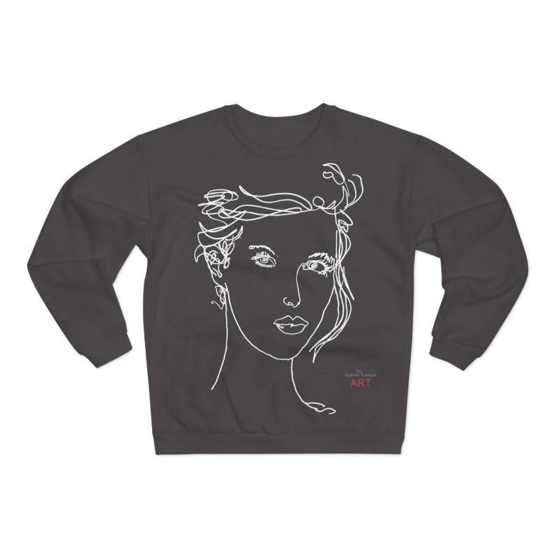 Unisex Crew Neck Sweatshirt | Eu - Line Art Unique Motiv "Helena" & | Weiß Unisex Crew Neck Sweatshirt | Eu - Line Art Unique Motiv "Helena" & | Weiß von GunterLanger