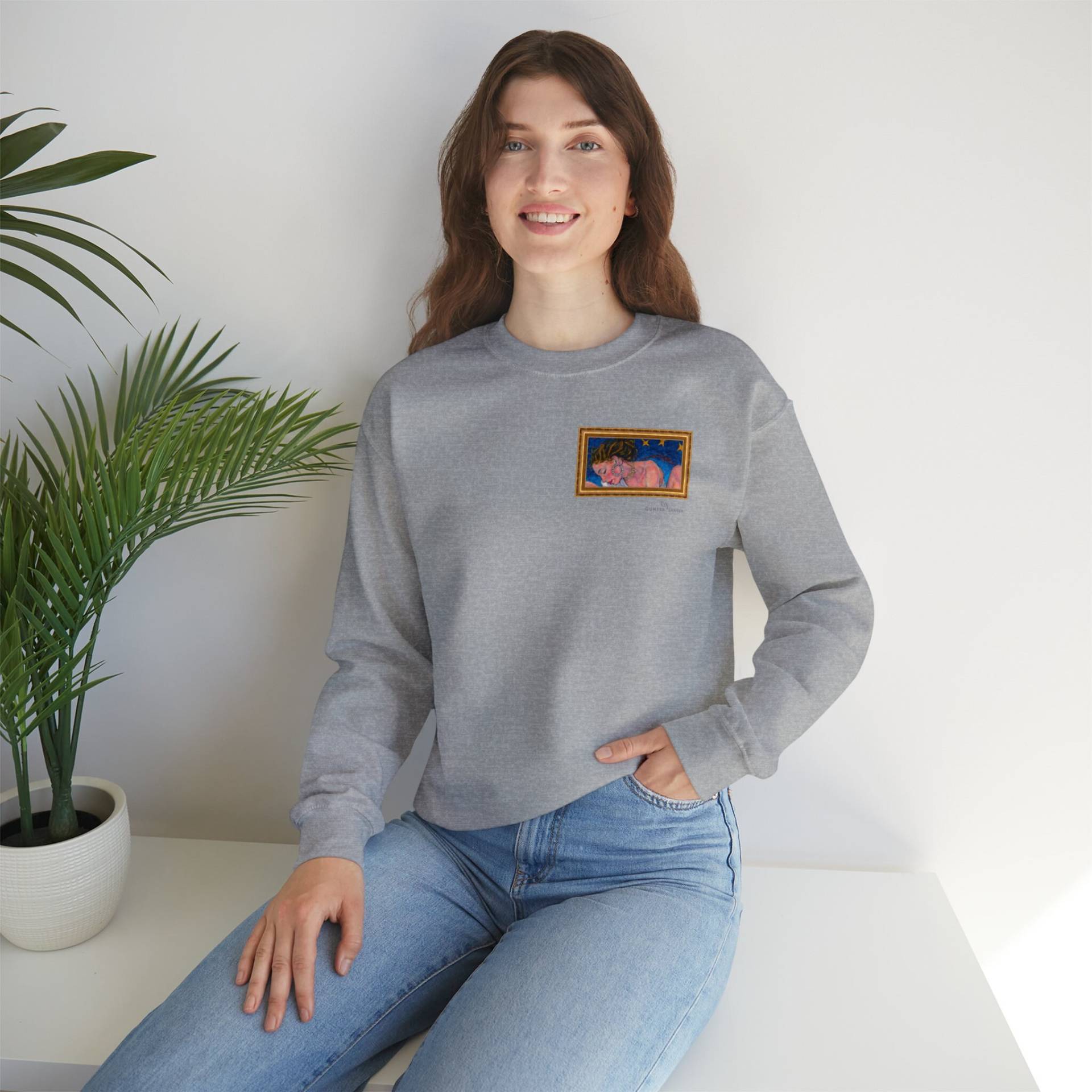 Unisex Heavy Blend™ Crewneck Sweatshirt - Pop Art Moderne Klimt Unique Motiv "Alva" | Ausschnitt & von GunterLanger