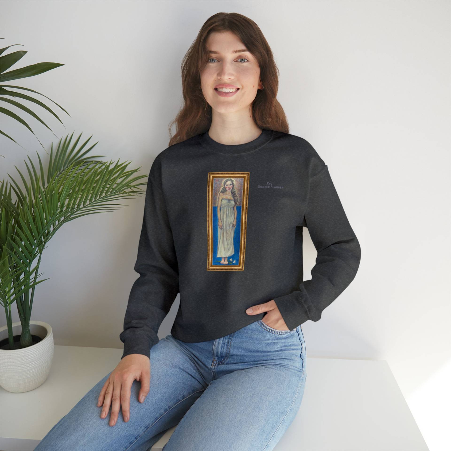 Unisex Heavy Blend™ Crewneck Sweatshirt - Pop Art Moderne Klimt Unique Motiv "Marie" | Gerahmt von GunterLanger