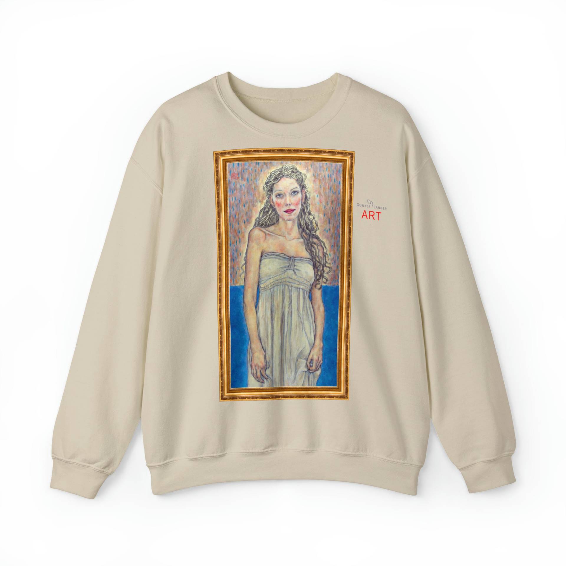 Unisex Heavy Blend™ Crewneck Sweatshirt - Pop Art Moderne Klimt Unique Motiv "Marie" | Halb, Gerahmt & | Gerahmt von GunterLanger