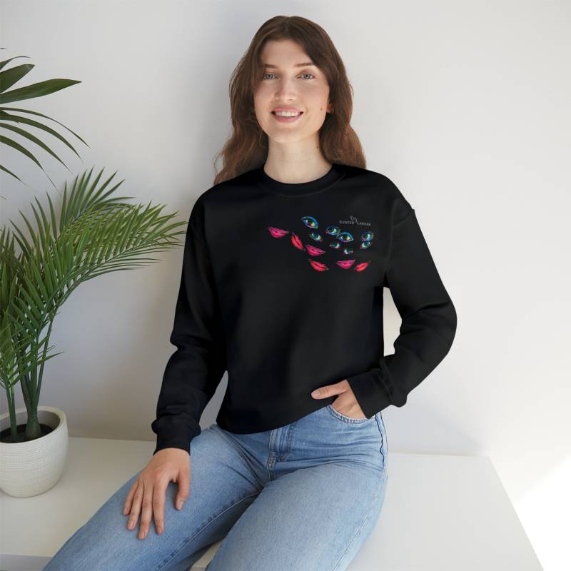 Unisex Heavy Blend™ Crewneck Sweatshirt - Pop Art Unique Motiv "Augen" & "Freundinnen" | Gerahmt von GunterLanger