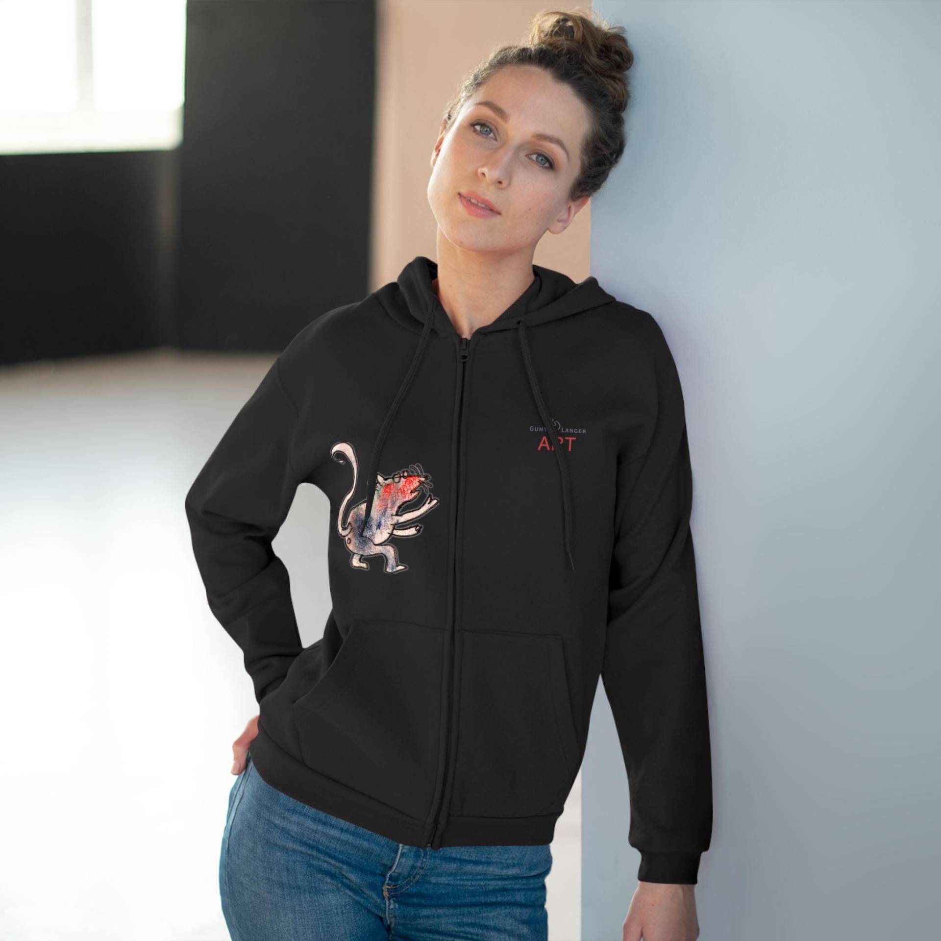 Unisex Hooded Zip Sweatshirt - Cartoon Motiv Front Ratte Unisex Hooded Zip Sweatshirt - Cartoon Motiv Front Ratte von GunterLanger