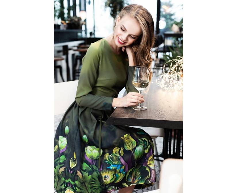 Formelle Kleid, Plus Größe Grünes Frauen Midi Langarm Geblümten Kleidung, Kleid Für von Guntina