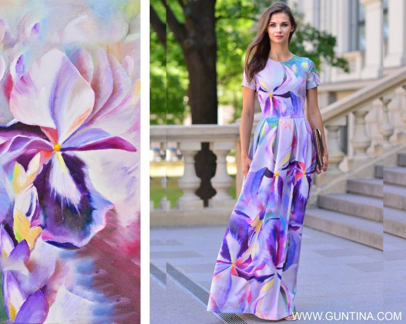 Maxikleid, Blumenkleid, Abschlussballkleid, Sommerkleid, Gemustertes Kleid, Kurzarmkleid, Cocktailkleid, Abendkleid, Brautjungfernkleid von Guntina