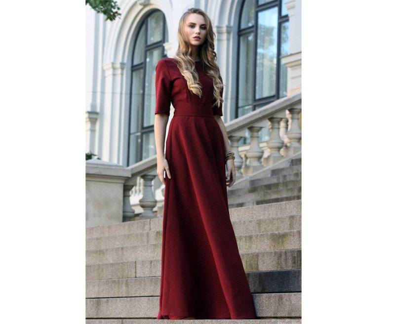 Winterkleid, Plus Size Maxi Kleid, Brautjungfer Burgund Rost, Frauen Oversized Mode Rotes Ball von Guntina