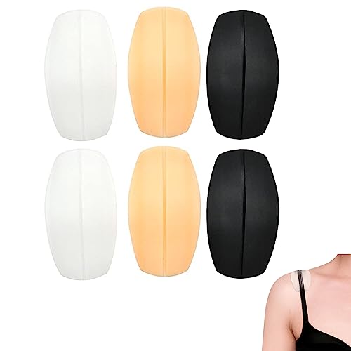 3 Paar Silikon-BH-Trägerkissen, rutschfeste BH-Träger-Pad-Halter, lindert Schmerzen, Schulterpolster, weiche BH-Träger-Schulterpolster, weiches BH-Trägerkissen (9 x 5 cm, Weiß, Beige, Schwarz), Nein, von Gunwon