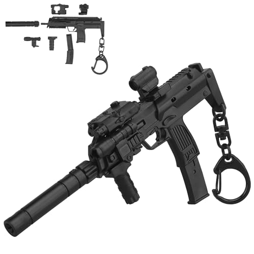 Gunyoo Mini Maschinenpistole Schlüsselanhänger Modell taktische Maschinenpistole Form Schlüsselanhänger Tasche Anhänger Ornament Sammlung für Männer Armee Fan Jungen Geschenk (Schwarz) von Gunyoo