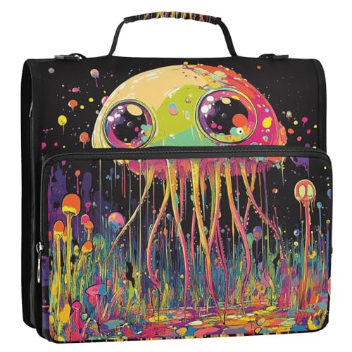 Ästhetische Qualle mit 3 Ringen und Reißverschluss und Griff, leicht zu tragen, für Schule oder Büro von GuoChe