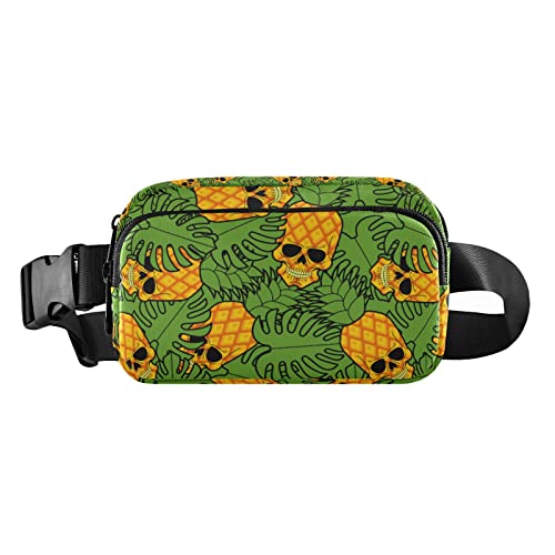 Bauchtasche mit Ananas-Totenkopf-Muster für Damen und Herren, Gürteltasche, Crossbody-Taschen mit verstellbarem Riemen, Mini-Hüfttasche für Workout, Laufen, Maschinenwäsche, 8 x 6.5 x 2.3 Inches, Bauchtasche von GuoChe