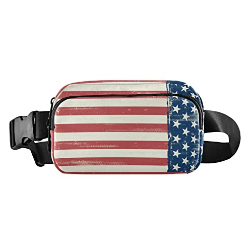 Bauchtasche mit amerikanischer Flagge für Damen und Herren, Gürteltasche, Crossbody-Taschen mit verstellbarem Riemen, Mini-Hüfttasche für Workout, Laufen, Grunge, Maschinenwäsche, 8 x 6.5 x 2.3 Inches, Bauchtasche von GuoChe