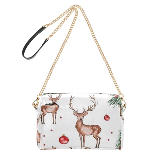 Crossbody-Taschen für Damen, veganes Leder, Cross-Over-Geldbörse, wasserdicht, Schulterhandtaschen, Weihnachten, Hirsch von GuoChe